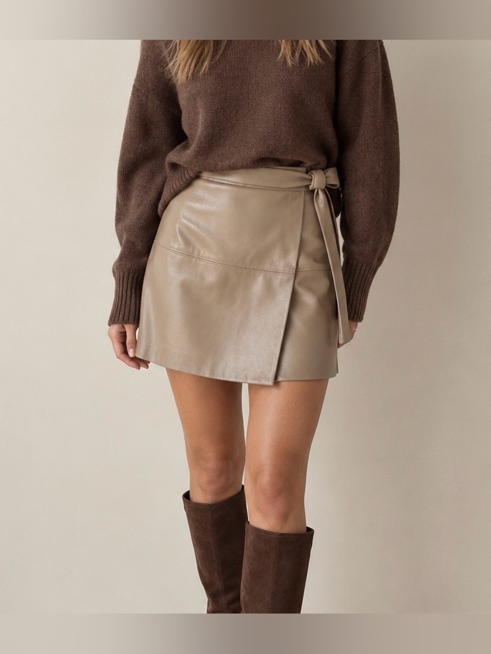 Aritzia Wilfred Free Spurlock Vegan Leather Wrap Mini Skirt - Size XS